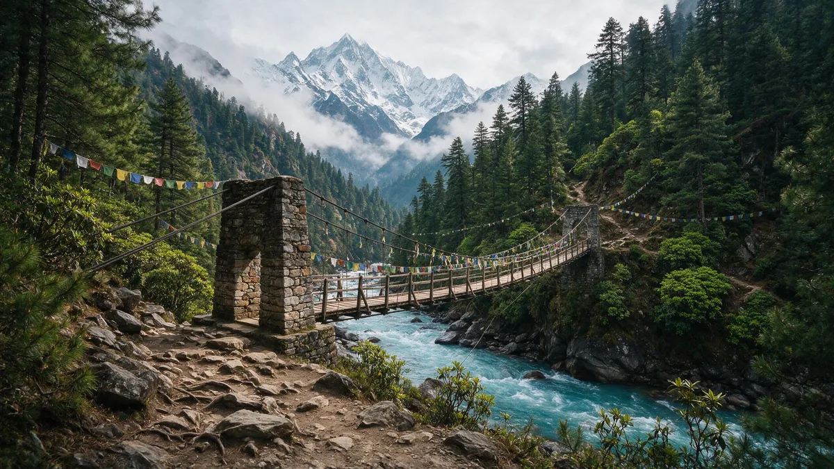 Trail through the Khumbu valley on the route to Everest Base Camp.